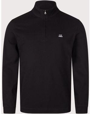 C.P. Company Stretch Piquet Quarter Zip Sweatshirt - Black