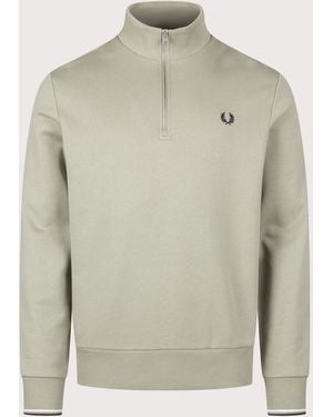 Fred Perry Regular Fit Quarter Zip Sweatshirt - Natural