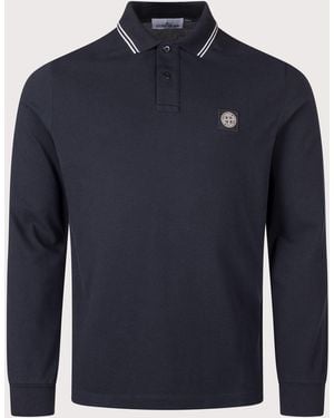 Stone Island Slim Fit Long Sleeve Polo Shirt - Blue