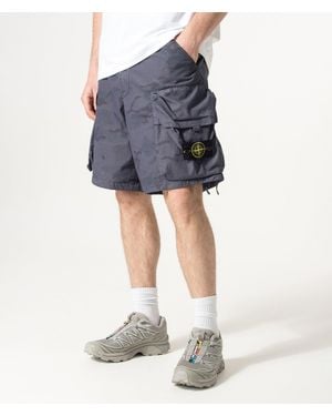 Stone Island Cotton Nylon Micro Ripstop Cargo Shorts - Blue