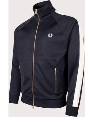 Fred Perry Regular Fit Cable Taped Track Jacket - Blue
