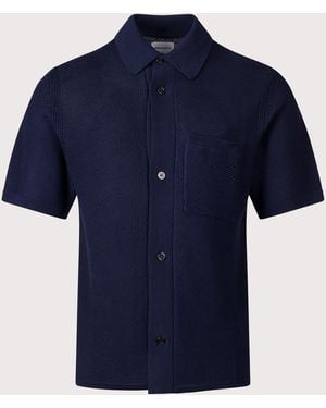 Norse Projects Fredensborg Short Sleeve Knitted Shirt - Blue