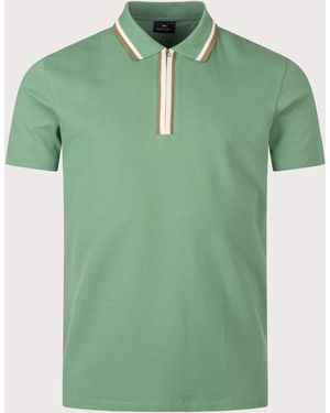 Paul Smith Regular Fit Quarter Zip Polo Shirt - Green