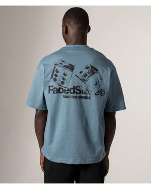Faded Relaxed Fit Take The Gamble T-Shirt - Blue