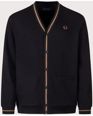 Fred Perry Tipped Pique Texture Cardigan - Black