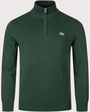 Lacoste Regular Fit Quarter Zip Knit Jumper - Green