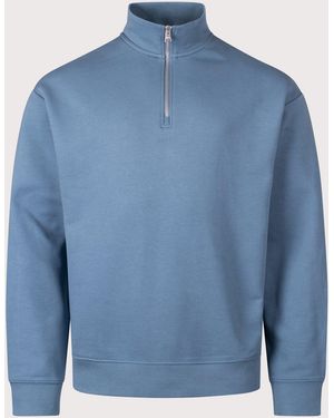 HUGO Relaxed Fit Durty244 Quarter Zip Sweatshirt - Blue