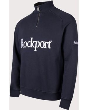 Rockport Relaxed Fit Boston Logo Quarter Zip Sweatshirt - Blue