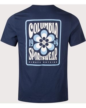 Columbia Regular Fit Csc Outdoor Back Graphic T-Shirt - Blue