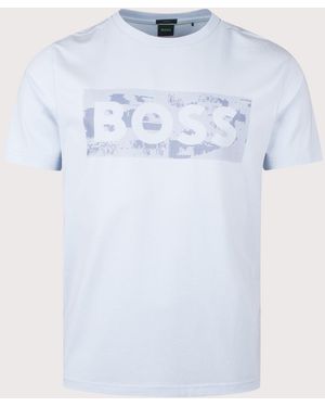 BOSS Regular Fit Globe Logo Pattern T-Shirt - Blue