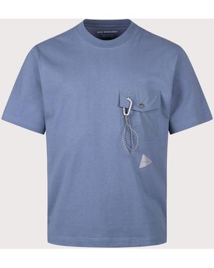 and wander Relaxed Fit Heavy Cotton Pocket T-Shirt - Blue