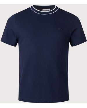 Lacoste Striped Collar T-Shirt - Blue