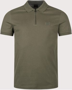 BOSS Slim Fit Passerzip Polo Shirt - Green