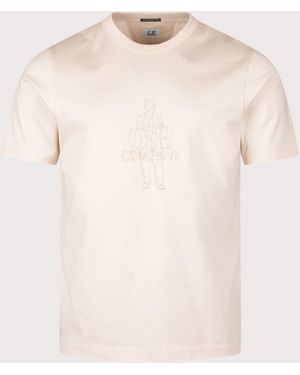 C.P. Company Jersey Twisted Logo T-Shirt - Natural