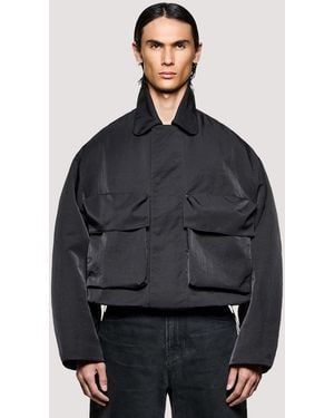 MKI Miyuki-Zoku Box Fit Silky Nylon Pilot Jacket - Black
