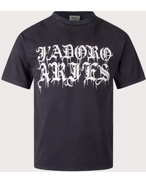 Aries Faded Gothic J'Adoro T-Shirt - Blue