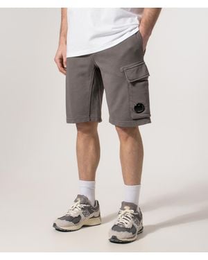 C.P. Company Regular Fit Diagonal Fleece Cargo Sweatshorts - Grey
