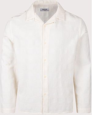 Wax London Corey Cotton Dobby Check Shirt - White