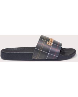 Barbour Tartan Beach Sliders - Black