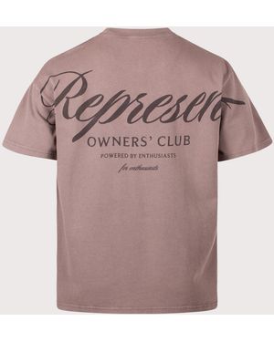 Represent Oversized Fit Owners Club Script T-Shirt - Pink