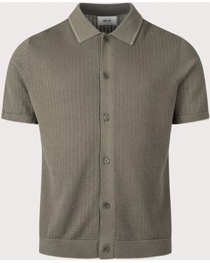 NN07 Nalo Knit Textured Stitch Shirt - Green