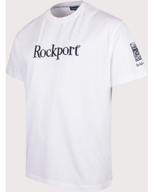 Rockport Oversized Fit Highland Front Logo Washed T-Shirt - White