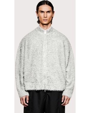 MKI Miyuki-Zoku Faux Alpaca Knit Track Jacket - White