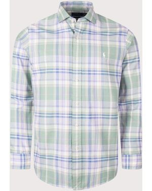 Polo Ralph Lauren Custom Fit Plaid Oxford Shirt - Blue