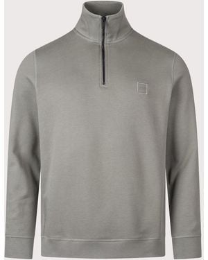 BOSS Quarter Zip Zetrust Sweatshirt - Grey