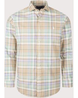 Polo Ralph Lauren Custom Fit Plaid Oxford Shirt - White