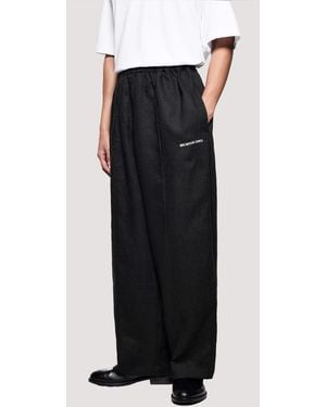 MKI Miyuki-Zoku Relaxed Fit Linen Wide Leg Trousers - Black