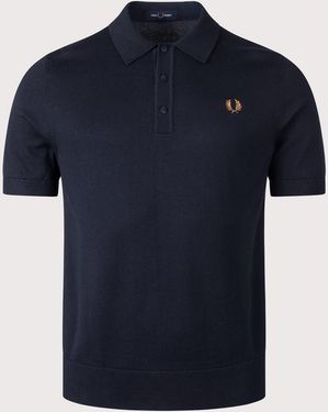 Fred Perry Regular Fit Supima Cotton Knitted Polo Shirt - Blue