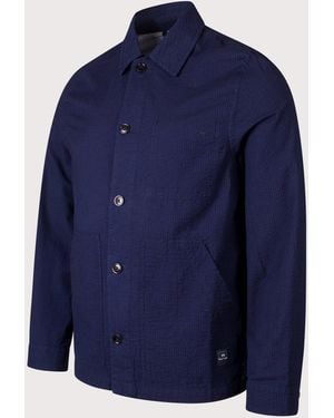 Paul Smith Relaxed Fit Cotton Seersucker Work Jacket - Blue