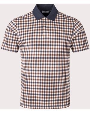 Aquascutum Active Club Check Piqué Polo Shirt - White