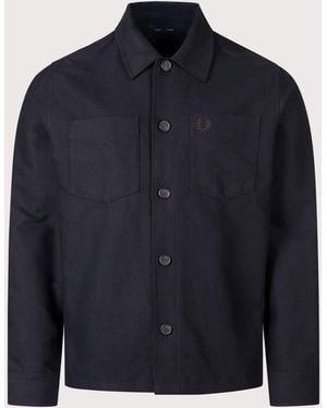 Fred Perry Regular Fit Brushed Twill Overshirt - Blue