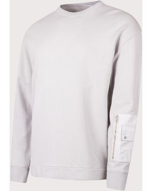 C.P. Company Garment Dyed Diagonal Fleece Sweatshirt - White
