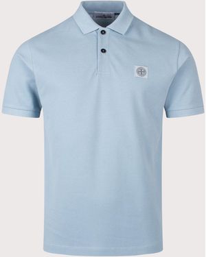 Stone Island Compass Patch Short Sleeve Polo Shirt - Blue