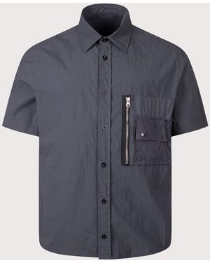 C.P. Company Garment Dyed Tactel Short Sleeve Shirt - Blue