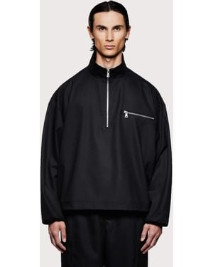 MKI Miyuki-Zoku Suiting Quarter Zip Sweatshirt - Black