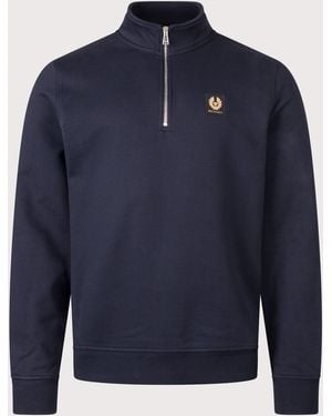 Belstaff Regular Fit Quarter Zip Sweatshirt - Blue