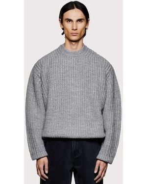 MKI Miyuki-Zoku Oversized Chunky Rib Knit Crewneck Jumper - Grey