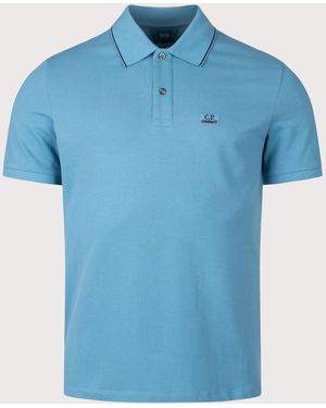 C.P. Company Stretch Piqué Short Sleeve Polo Shirt - Blue
