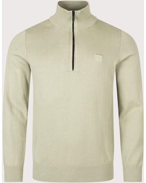 BOSS Regular Fit Kanobix Quarter Zip Jumper - Natural