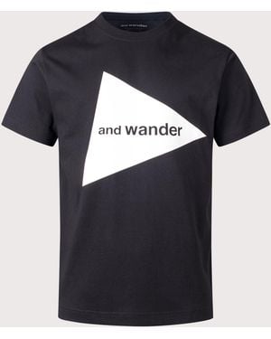 and wander Big Logo T-Shirt - Blue