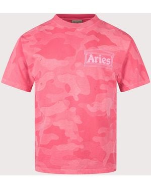 Aries Aged Camo T-Shirt - Pink