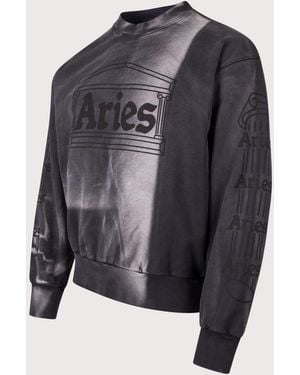 Aries Sunbleached Column Sweatshirt - Blue