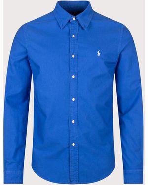 Polo Ralph Lauren Custom Fit Garment-Dyed Oxford Shirt - Blue