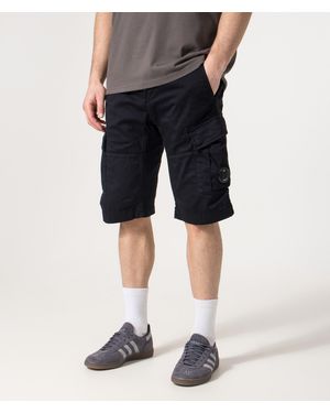 C.P. Company Regular Fit Stretch Sateen Cargo Lens Shorts - Black