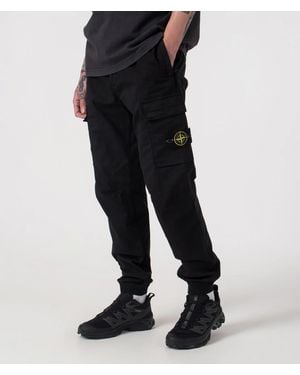 Stone Island Regular Fit Tapered Cargo Trousers - Black