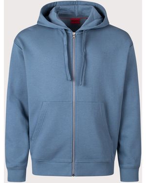 HUGO Relaxed Fit Dapozip Hoodie - Blue
